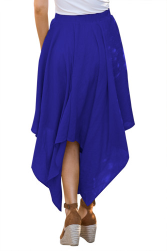 Blue Irregular Hemline Midi Overskirt
