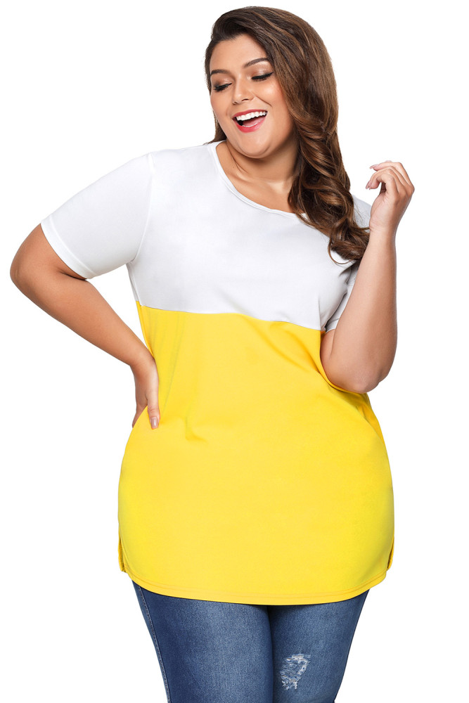 Mustard White Colorblock Pocket Tunic