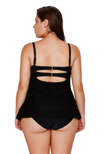 Black Lace Flyaway Overlay 2pcs Swimsuit