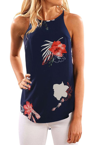 Beautiful Floral Print Tank Top in Navy