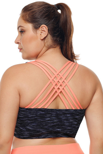 Strappy Crisscross Back Heather Navy Gym Bra