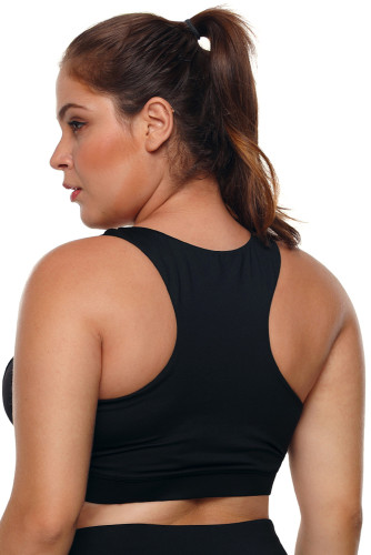 Black Plus Size Racerback U-shaped Neck Sport Bra