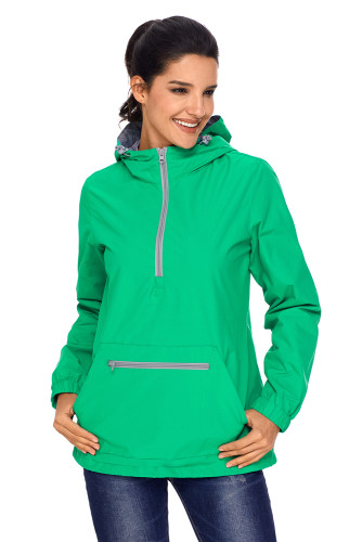 Green Monogrammed Pullover Rain Jacket