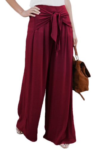 Walk The Walk Tie Palazzo Pants in Wine
