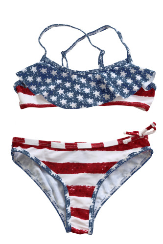 Stars & Stripes Flounce Bikini Swimsuit for Kids