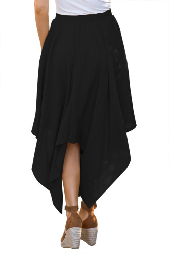 Black Irregular Hemline Midi Overskirt