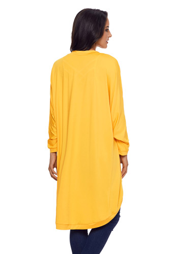Yellow Casual Relaxed Fit Long Cardigan