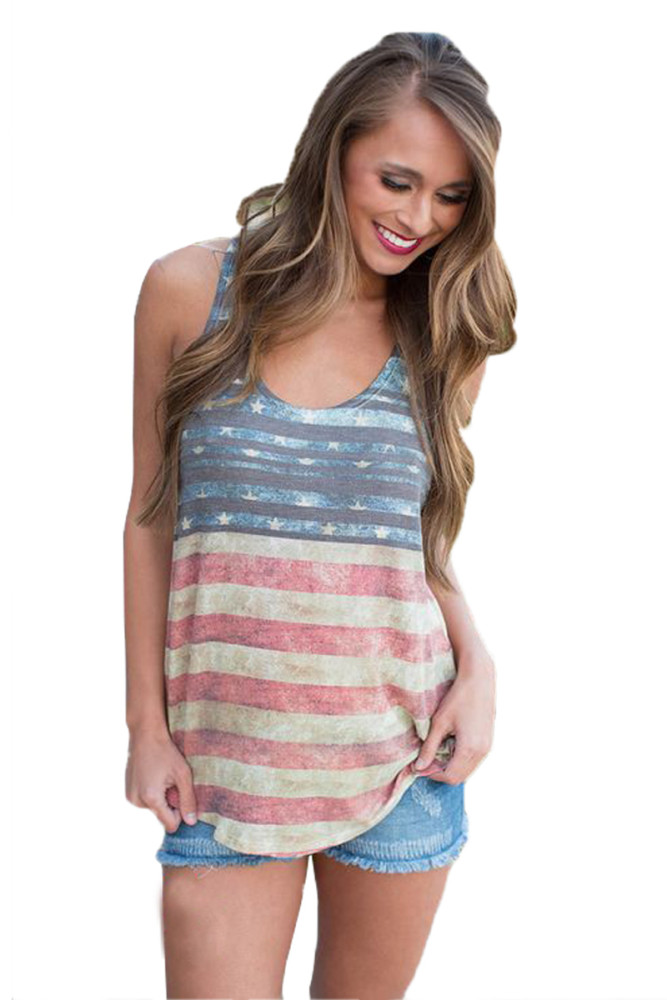 Dark Blue American Flag Vintage Tank
