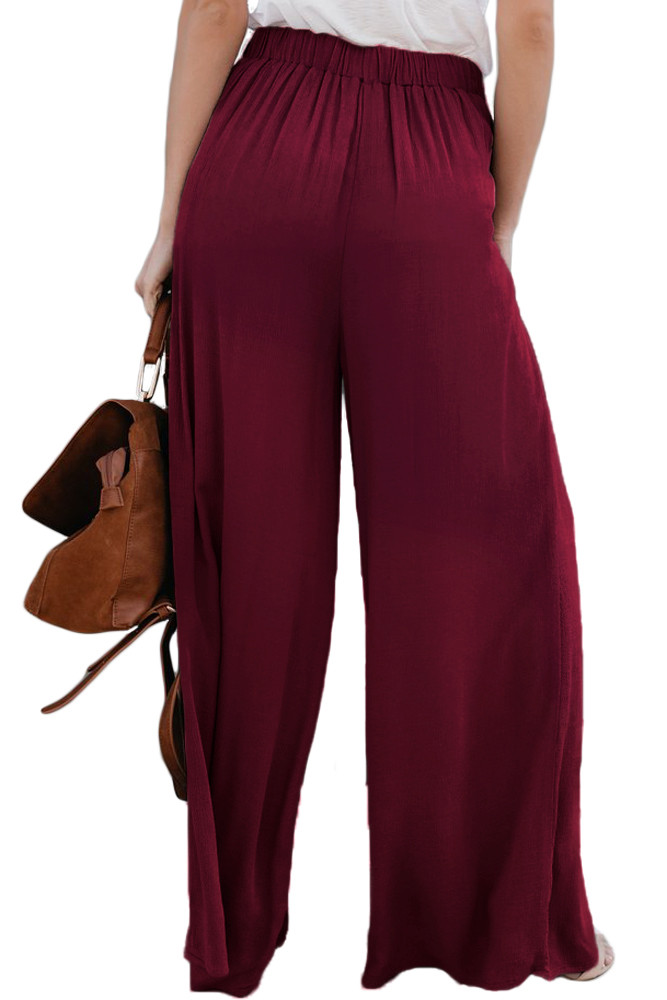 Walk The Walk Tie Palazzo Pants in Wine