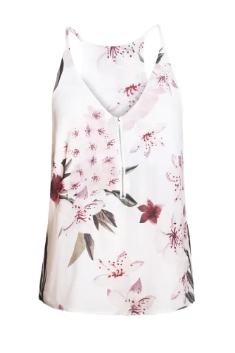 V Neck Spaghetti Strap Floral Printed Tank Top