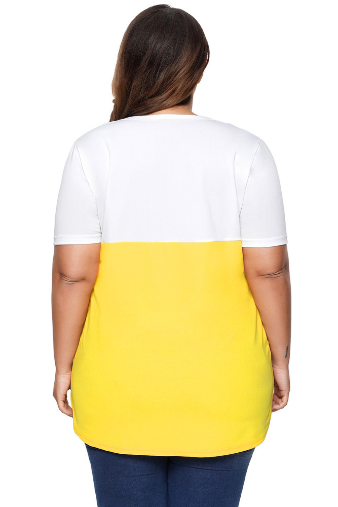 Mustard White Colorblock Pocket Tunic