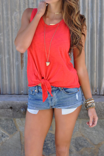 Red Tie Front Tank