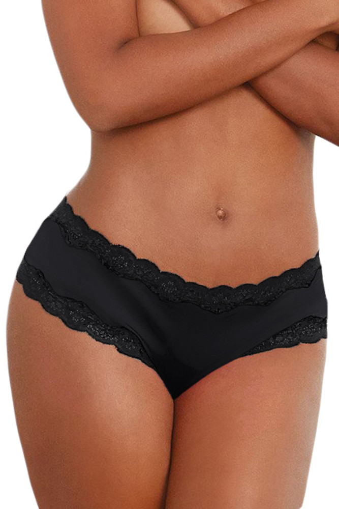Black Cheeky Lace-up Back Panty