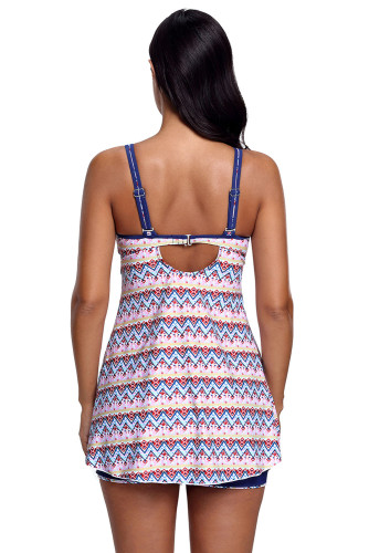 Aztec Print Bow Tie Detail Tankini and Shorts
