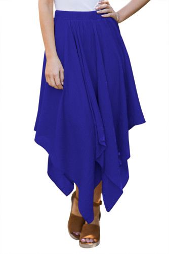 Blue Irregular Hemline Midi Overskirt
