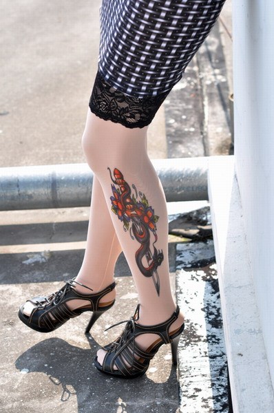 Evil Sword Inspired Tattoo Stockings