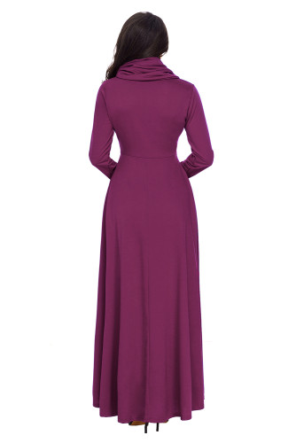Purple Cow Neck Long Sleeve Maxi Dress
