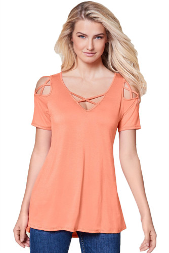 Coral Strappy Cold Shoulder Top