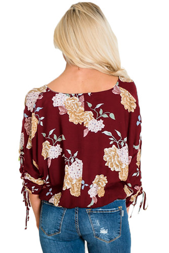 Vanilla Floral Button up Top in Red