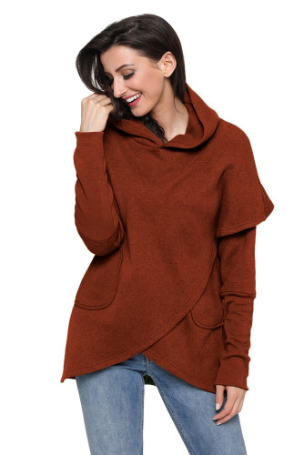 Rusty Tulip Wrap Cape Style Long Sleeve Hoodie
