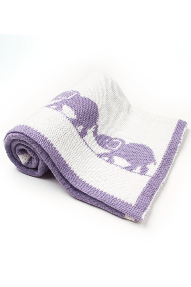 Purple Cute Elephant Pattern Baby Swaddle Blanket