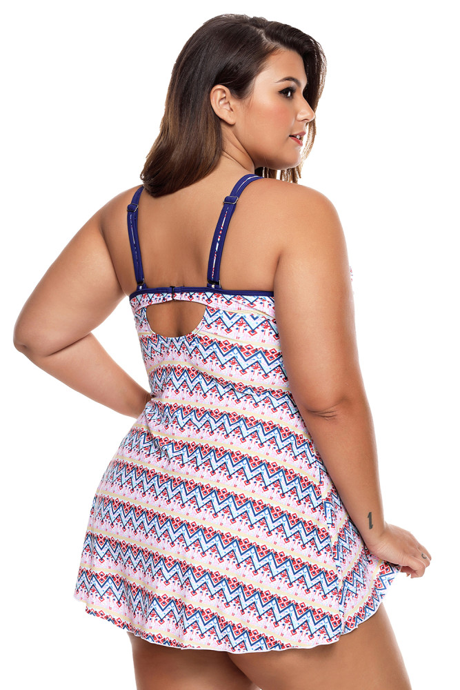 Aztec Print Bow Tie Detail Tankini and Shorts