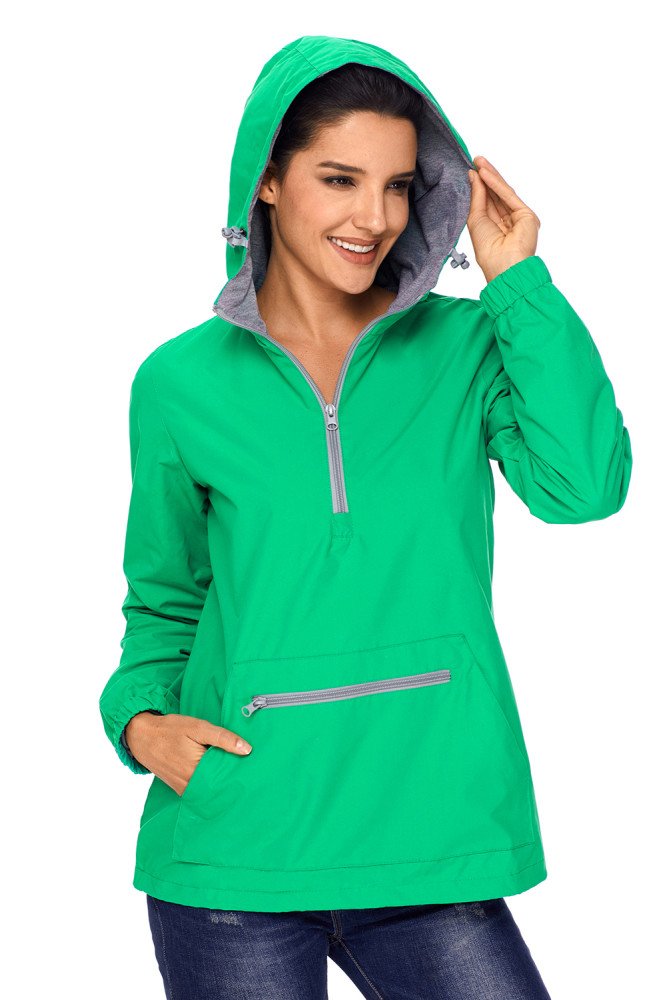 Green Monogrammed Pullover Rain Jacket