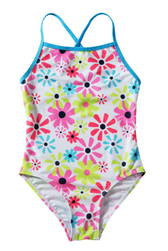 Little Girls' Cross-Back Sunflower One Piece Swimsuit