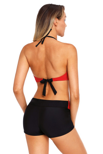Red Twist Front Bikini and Boardshort Swimsuit