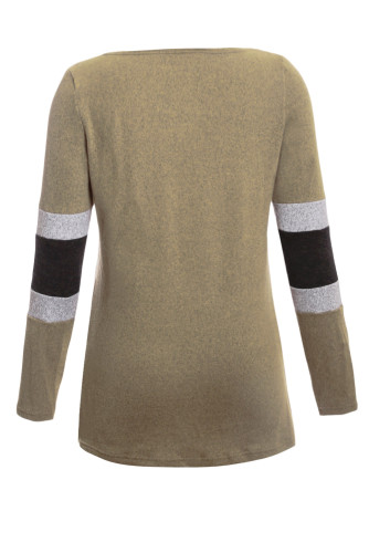 Army Green Sweater Tunic with Blocks