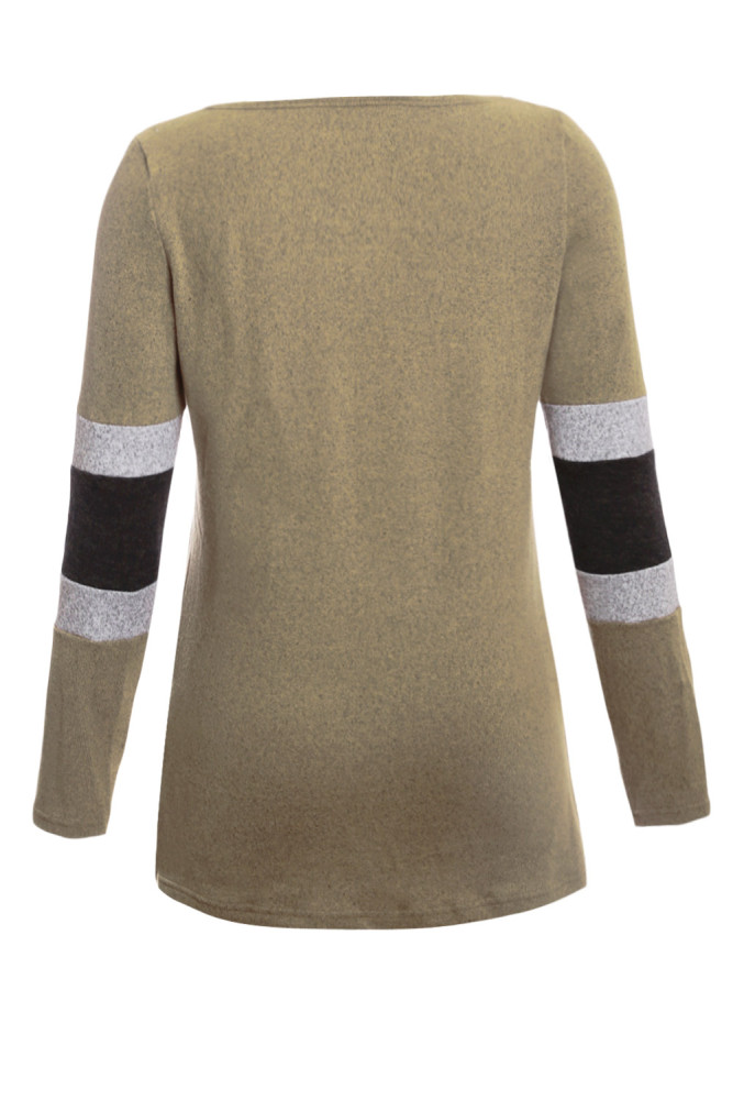 Army Green Sweater Tunic with Blocks