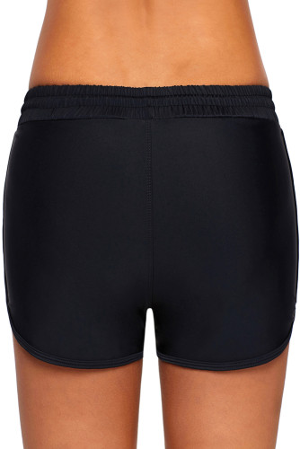 Black Elastic Waist Board Shorts for Women