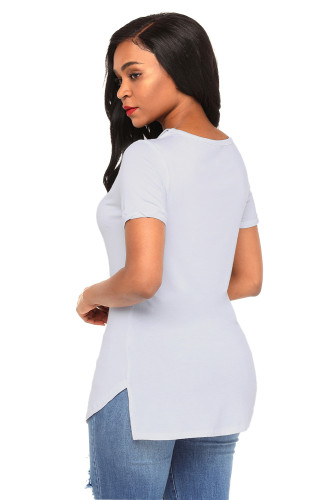White Asymmetric Split Detail One String Shirt