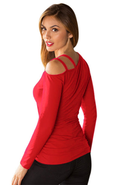 Red Ruched Asymmetric Top