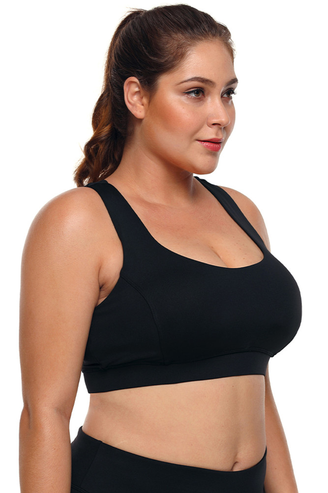 Black Plus Size Racerback U-shaped Neck Sport Bra