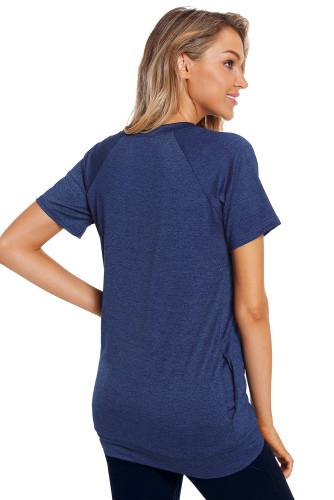 Navy Heathered Short Sleeve Pocket Tee