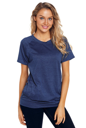 Navy Heathered Short Sleeve Pocket Tee