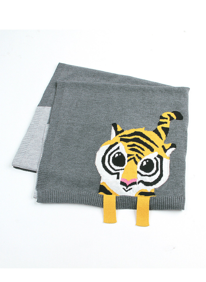 Gray Tiger Baby Receiving Blanket