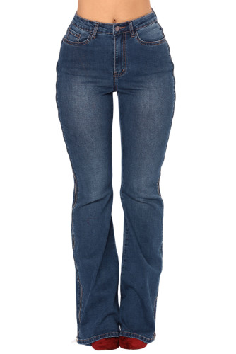 Blue Denim Zipped Legs Bell Bottom Jeans