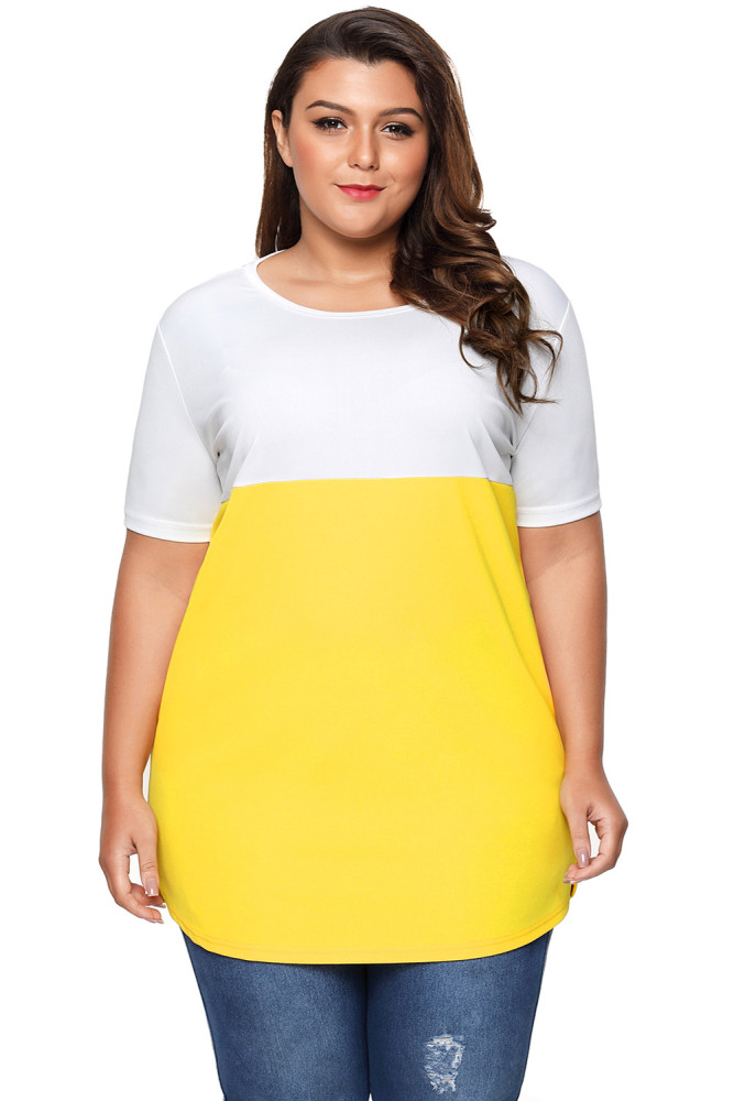 Mustard White Colorblock Pocket Tunic