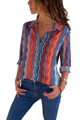 Eye-catching Zigzag Long Sleeve Button Down Shirt