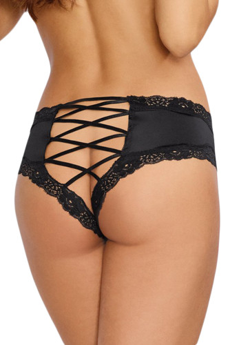 Black Cheeky Lace-up Back Panty