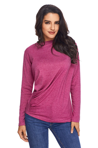 Lilac Draped Round Neck Sweatshirt for Women