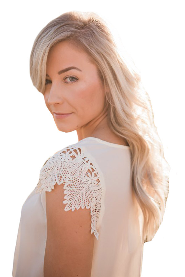 White Lace Sleeve Front Pleat Blouse