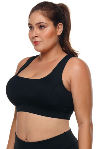 Black Plus Size Racerback U-shaped Neck Sport Bra