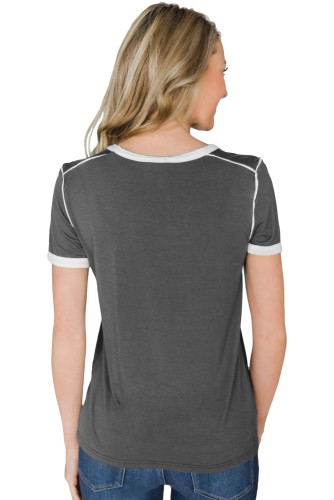 Taupe Simple Trim Classic Preppy Tee