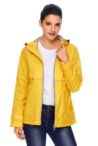 Mustard Women Zipper Lapel Suit Blazer with Foldable Sleeve