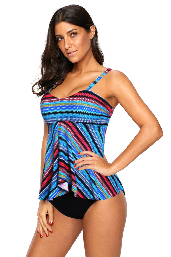 Bandeau Flyaway Top & High Waist Tankini Set
