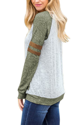 Contrast Stripes Green Sleeves Womens Sweatshirt