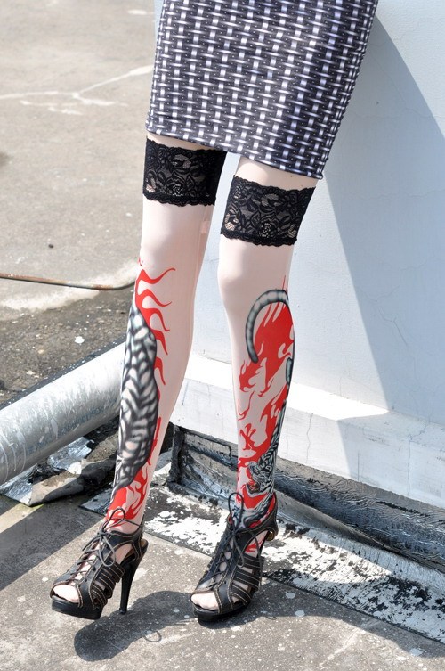 Tiger Ferocity Tattoo Stockings